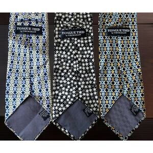 3* Tongue Tied by Tom McLellon Mens Classic Necktie Silk STARS Preppy Lot Of 3